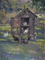 17 Redwood henhouse Oil on board 12 x 9 inches