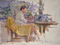 40 Working from home Oil on board 9x12 inches